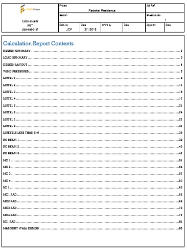 Calculations Contents Example
